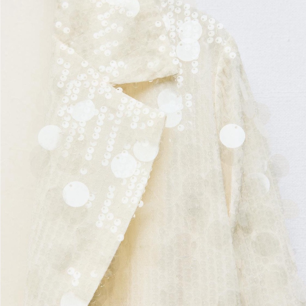 Zara Cream Sequin Blazer Jacket - Picture 2 of 11